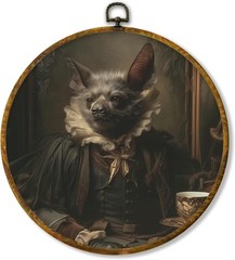 Dark Academia Bat Round Wall Art Decor, Gothic Bat Framed Canvas Prints, Vint…
