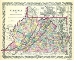 Historic State Map – Virginia – Colton 1856 – Vintage Wall Art