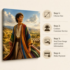 Joseph Coat of Many Colors Canvas Wall Art Biblical Christian Print Religious Wa