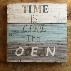 Ocean Canvas Wall Art 12×12 “Time Is Like The Ocean” Starfish Coastal Colors