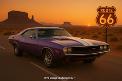 1971 Dodge Challenger R/T (Route 66 Sunset) Poster 24 X 36 Inch SWEET!