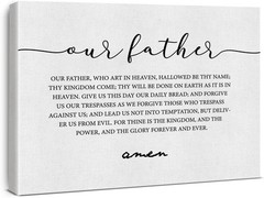 Framed Inspirational Canvas Wall Art – The Lord’s Prayer – 15×11.5 Inches