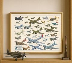 WWII Military Aircraft Poster | Vintage Air Force Bomber & Fighter Wall Art