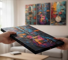 3Pcs Graffiti Musical Instruments Canvas Wall Art Cool Music Theme Posters Pr…