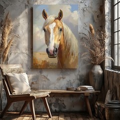 Golden Grace Horse Canvascreamy Portrait With Flowing White Mane Wall Art