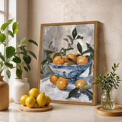 Framed Vintage Oranges Canvas Wall Art, Kitchen Pictures Wall Decor, Rustic F…