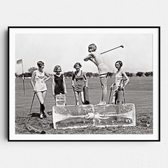 Flapper Girls Playing Golf, 1920s Vintage Women Sports Wall Art Poster Print