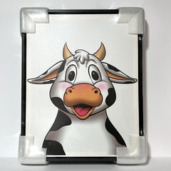 Two Framed Canvas Cows Artwork 20×16″ Black Frames For Kids, Baby, Toddler Décor