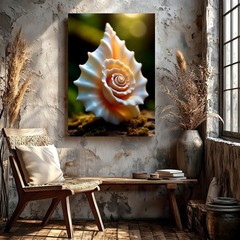 Canvas Spiral Seashell Coastal Nature Beach Photo Living Room Modern Style Print