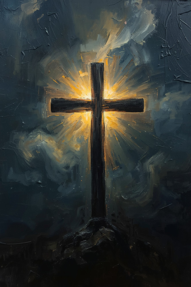 Christian Cross Glowing Light 4×6 Photo Print Religious Wall Painting Art Decor