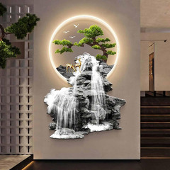 3D LED Oriental Waterfall Wall Art for Living Room & Office Decor, 50x75cm