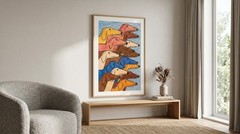 Vintage Dachshund Poster Retro Wiener Dog Art Colorful Modern Wall Decor Print