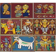 Decorative Jamini Roy – Set of 10 Small Poster Paper, 12 x 17 inch, Multi Color