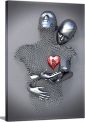 Framed Wall Art for Bedroom 3D Metal Effect Love Heart Couple Wall Art Decor