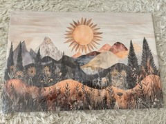 New Framed Bohemian Sun Mountain Landscape Canvas Wall Art 12×16 Sealed