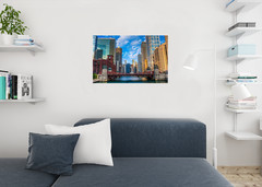 Chicago River Corridor Skyline Photo Art Print Poster 24×36 inch