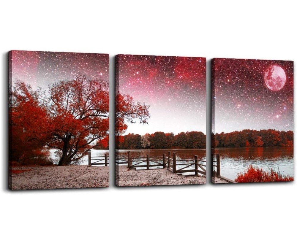 Mountain Landscape Abstract Painting Canvas Wall Art. Size 12x16inches*3pcs