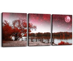 Mountain Landscape Abstract Painting Canvas Wall Art. Size 12x16inches*3pcs