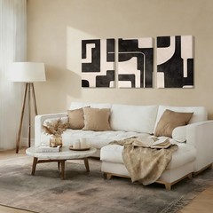 3 Pcs Black and White Abstract Wall Art Modern Minimalist Geometric Framed Ca…