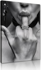 Canvas Wall Art Middle Finger Poster Sex Lips Canvas Painting,24″x48″ DIY Framed