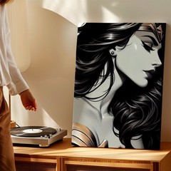 Canvas Warrior Woman Figure Portrait Black Hair Magical Home Aesthetic Decor