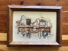Cottagecore Print 4X6 Rag Doll Rabbit Rocking Horse Nursery Picture framed