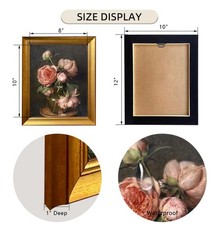 Pink Peonies Flower Oil Painting on Canvas Vintage Framed Dark Floral Wall Ar…