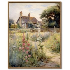 Canvas Wall Art English Cottage Garden Farmhouse Decor Framed 8x10in Floral
