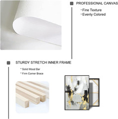 Black and Gold Abstract Wall -Art Decor- 2 Pack 16 X 24 Inches Black and White C