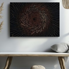 Wall Art Against A Profound Black Canvas, A Vivid Fingerprint Design Unfurls