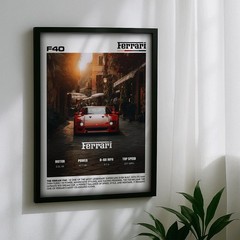 Ferrari F40 Supercar Poster – Vintage Sports Car Print Wall Art Decor Home Gifts