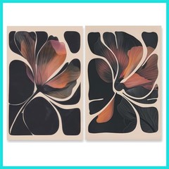 Abstract Floral Wall Art Prints Set of 2 Modern Mid Century Botanical Canvas …