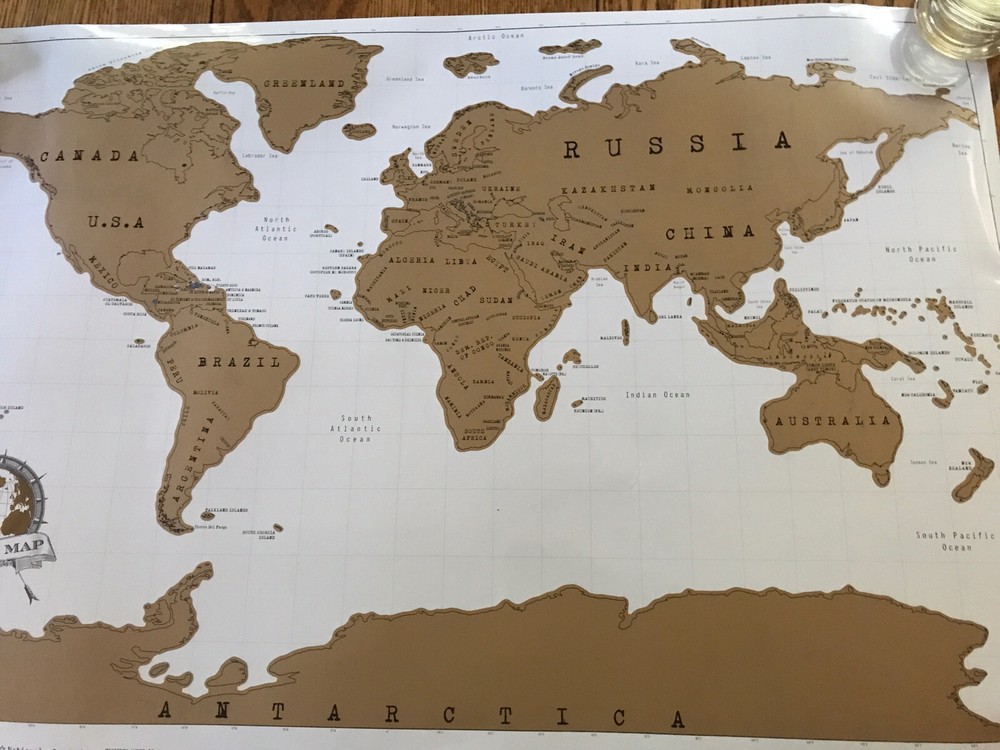 Scratch off Map of the WORLD, Travel Wall Art Poster, Large Map 32′ x 23»