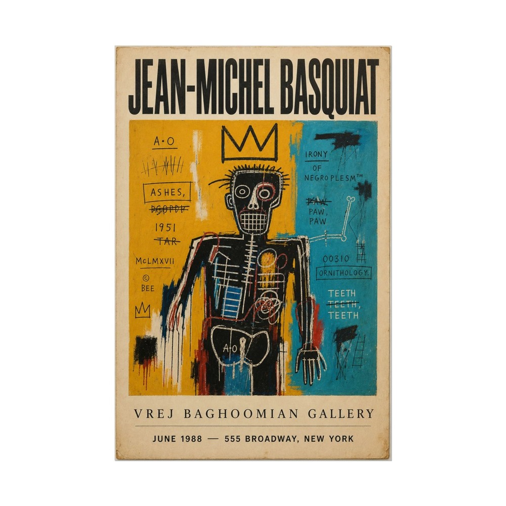 Basquiat 1988 Exhibition Rolled Poster – Urban Art Decor for Art Lovers