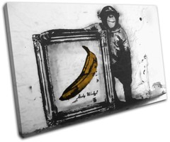 Andy Warhol Banana Monkey Graffiti SINGLE CANVAS WALL ART Picture Print