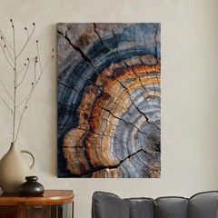 Abstract Tree Ring Canvas Wall Art Rustic Wood Natural Earthy Home Decor