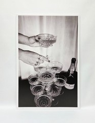 Wood Frame Canvas Wall Decoration Black and White Aesthetic Wine 24×36
