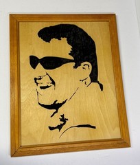 Ray Charles Silhouette Scroll Saw Wood Cut Out Art Black Velour Background 12”