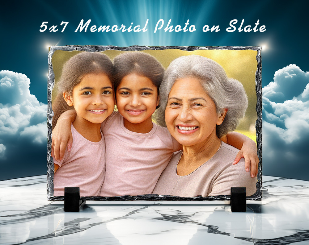 Customized Photo Slate 5×7 Horizontal Memorial Photo