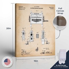 Laundry Room Wall Décor Vintage, Patent Wringing Machine Canvas Print