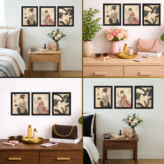 Set of 3 Framed Wall Art 8×10 Japanese Vintage Decor Asian Traditional Art Gift