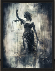 Lady Justice Wall Art #1: Blindfolded Goddess with Scales and Sword
