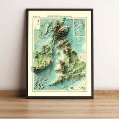 British and Irish Isles Relief Map, England, Scotland, Ireland Map – 2D Flat