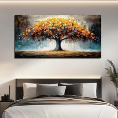 Abstract Tree Landscape Canvas Painting Home Decor Wall Mural,24″x48″ DIY Framed