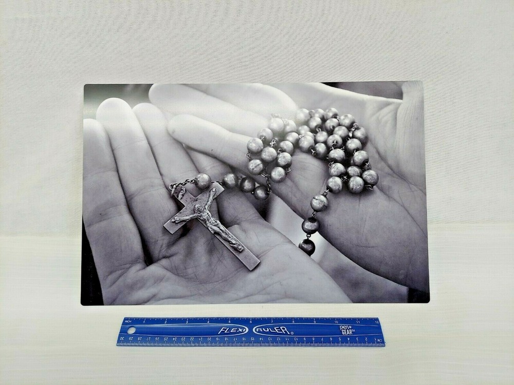 Unique Religious Black White Print Picture, 18″ x 12″, on aluminum