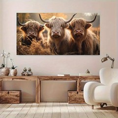 Highlander Cow Animals Canvas Painting Canvas Wall Art Mural Posters & Prints