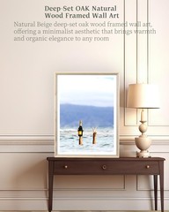 Natural Beige Dimensional OAK Wood Framed Wall Art, 12x16in Woman With Wine i…