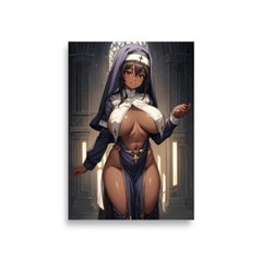 Anime Nun Black Woman Matte Paper Poster