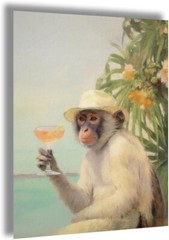 Funky Monkey Cocktail Canvas Wall Art, Retro Bar Cart Room Aesthetic 12″ x 16″