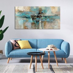 DZL Art A74762 Canvas Prints Abstract Wall Art Print Paintings Blue and Brown…